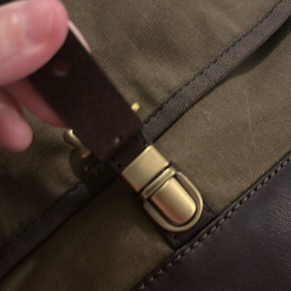 Fossil Leather and Canvas Small Messenger Crossbody Bag - Picture 9 of 15